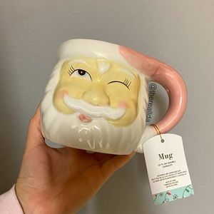 Anthropologie Santa Mug - Pink and Yellow